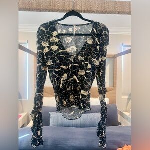 FREE PEOPLE ruched mesh top